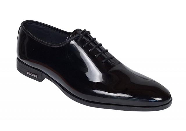 Pantofi barbati piele lacuita neagra, eleganti, ideali pentru evenimente